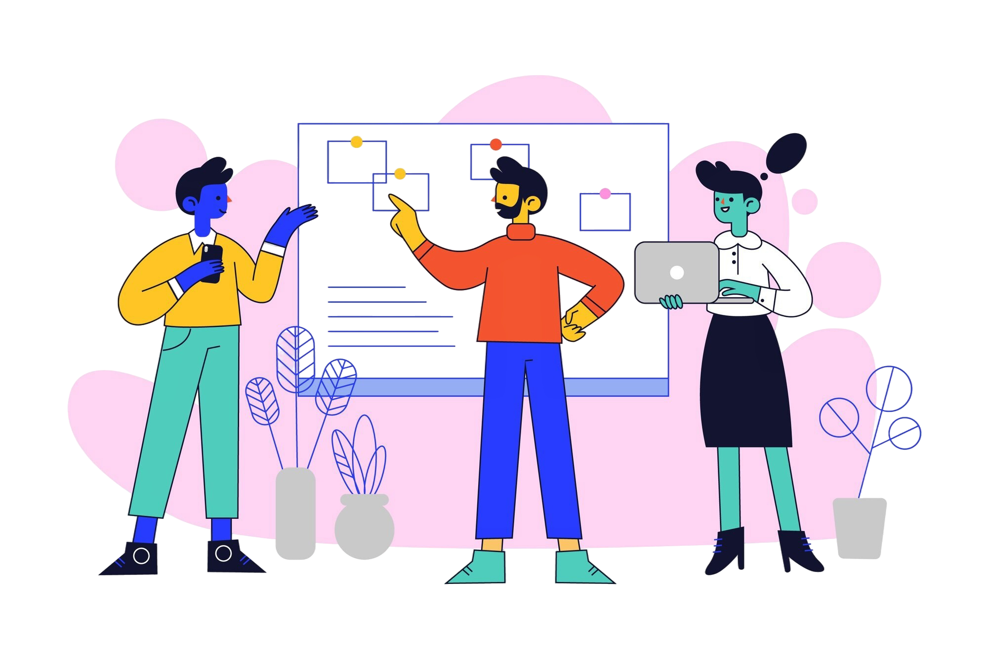 empresarios-hablando-mujer-sosteniendo-portatil